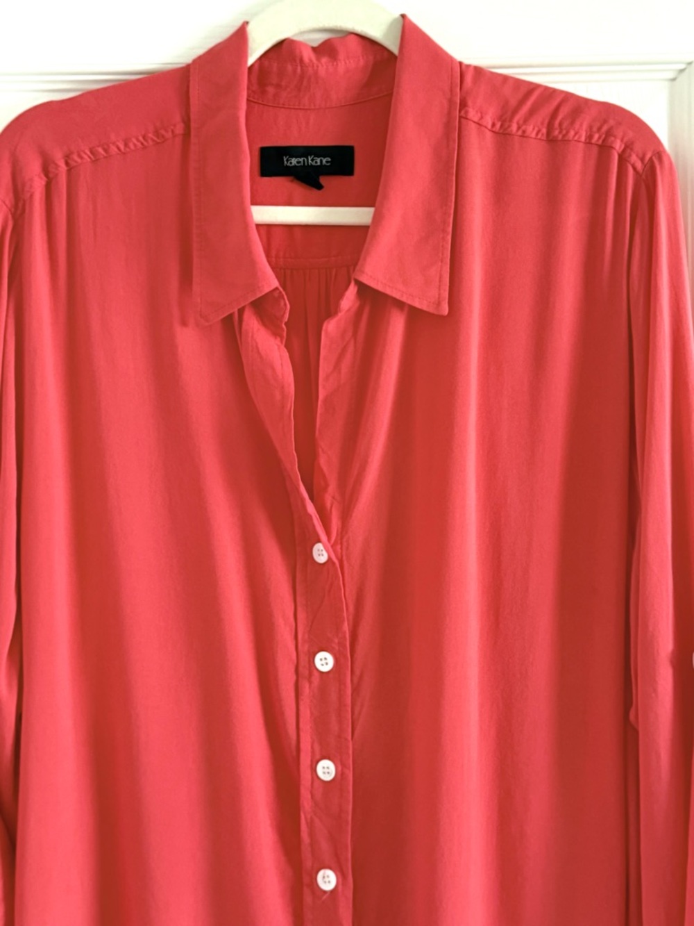 🌻 Karen Kane Coral-red Button Down Shirt 2X - Picture 3 of 7